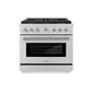 ZLINE Autograph Edition 36 in. 5.2 cu. ft. Paramount Gas Range with 6 Burner DuoPro™ Cooktop and Convection Gas Oven in Stainless Steel with Polished Nickel Helix Handle and Accents (PSGRZ-36-KPN) front.