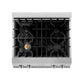 ZLINE 30 in. Legacy Gas Rangetop with 4 Brass Burners and Porcelain Cooktop in Stainless Steel with Griddle (RT-BR-GR-30) from above, showing cooking surface.