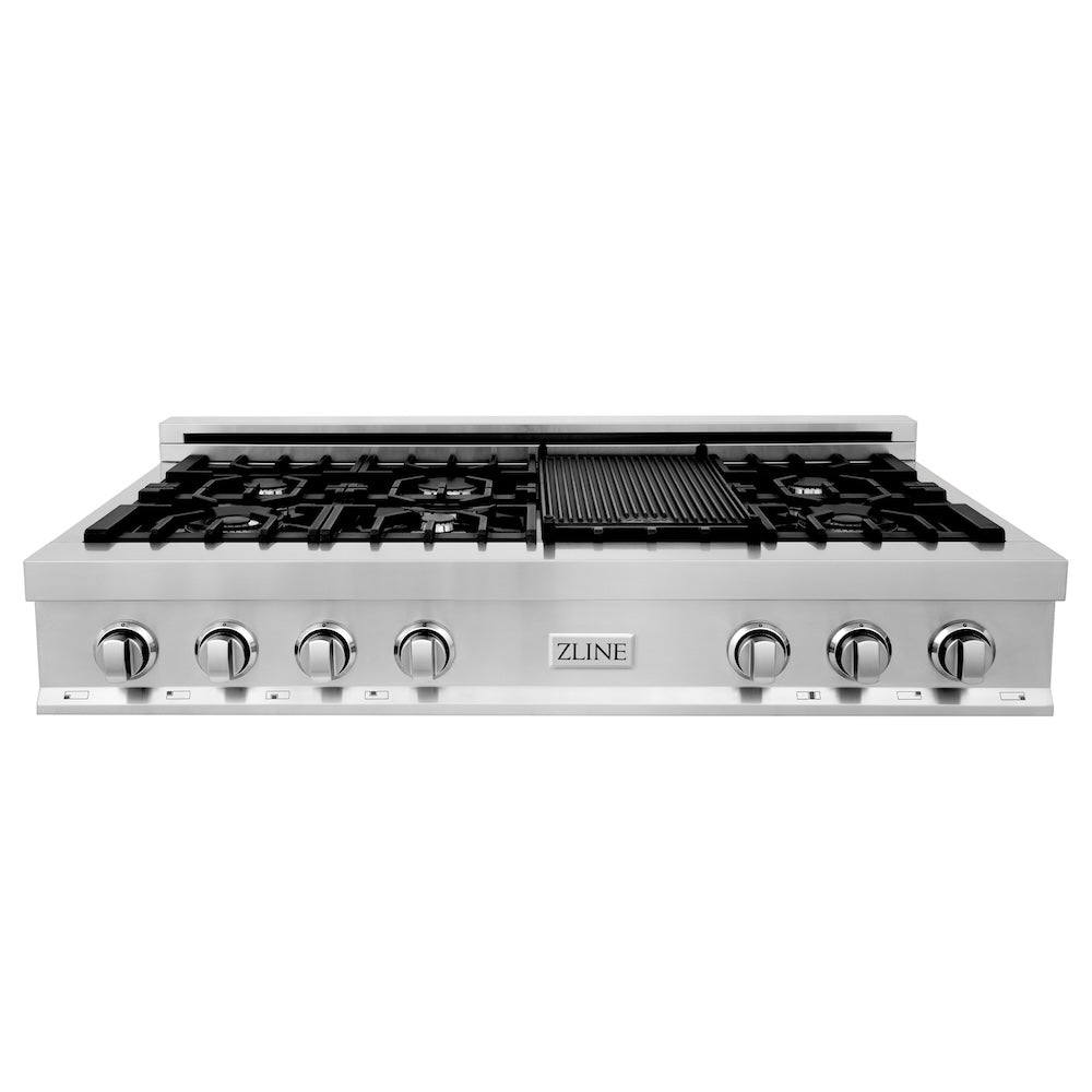 ZLINE 48 in. Porcelain Gas Stovetop with 7 Gas Burners and Griddle (RT-GR-48)