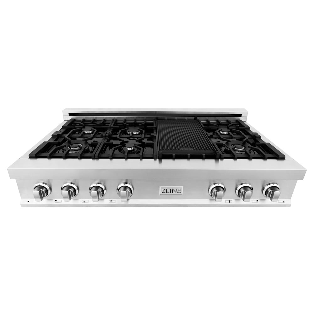 ZLINE 48 in. Porcelain Gas Stovetop with 7 Gas Burners and Griddle (RT-GR-48)