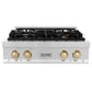 ZLINE Autograph Edition 30 in. Legacy Gas Rangetop with 4 Burners and Porcelain Cooktop in Stainless Steel with Polished Gold Accents (RTZ-30-G) front.