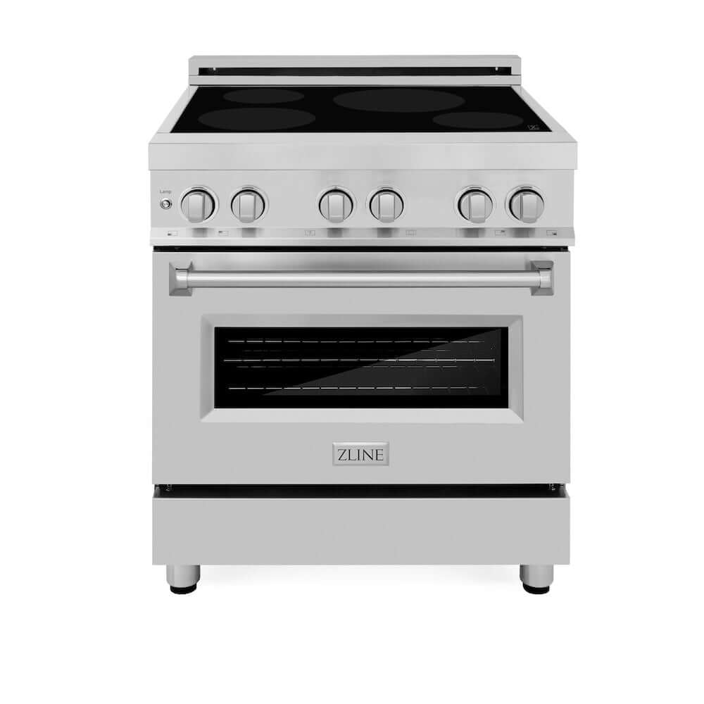 ZLINE 30 in. 4.0 cu. ft. Legacy Induction Range with 4 Element Cooktop and Electric Convection Oven in Stainless Steel, Open Box-Good Condition