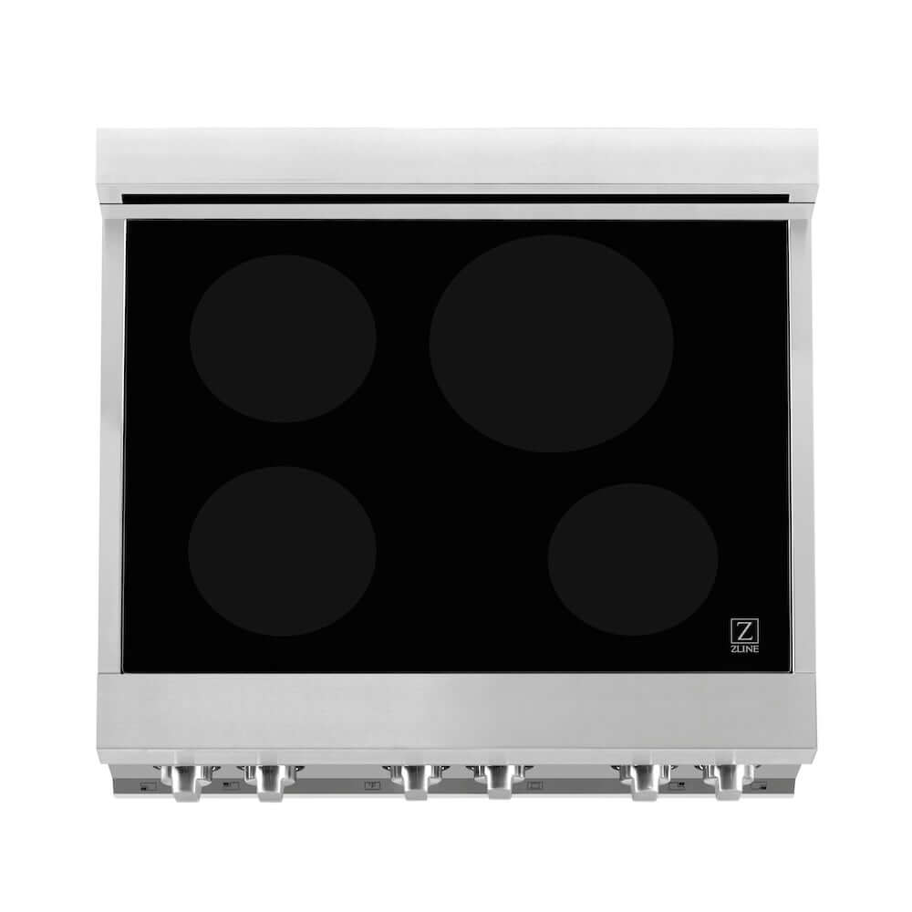 ZLINE 30 in. 4.0 cu. ft. Legacy Induction Range with 4 Element Cooktop and Electric Convection Oven in Stainless Steel, Open Box-Good Condition