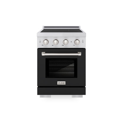 ZLINE 24 in. 3.2 cu. ft. Paramount Induction Range with 3 Element Cooktop and Electric Convection Oven in Stainless Steel with Black Matte Door (SINR-BLM-24)