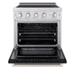 ZLINE 30 in. 4.2 cu. ft. Paramount Induction Range with 4 Element Cooktop and Electric Convection Oven in Stainless Steel with Black Matte Door (SINR-BLM-30) front, oven open.