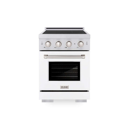 ZLINE 24 in. 3.2 cu. ft. Paramount Induction Range with 3 Element Cooktop and Electric Convection Oven in Stainless Steel with White Matte Door (SINR-WM-24)