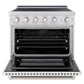 ZLINE 36 in. 5.2 cu. ft. Paramount Induction Range with 5 Element Cooktop and Electric Convection Oven in Stainless Steel with White Matte Door (SINR-WM-36) front, oven open.