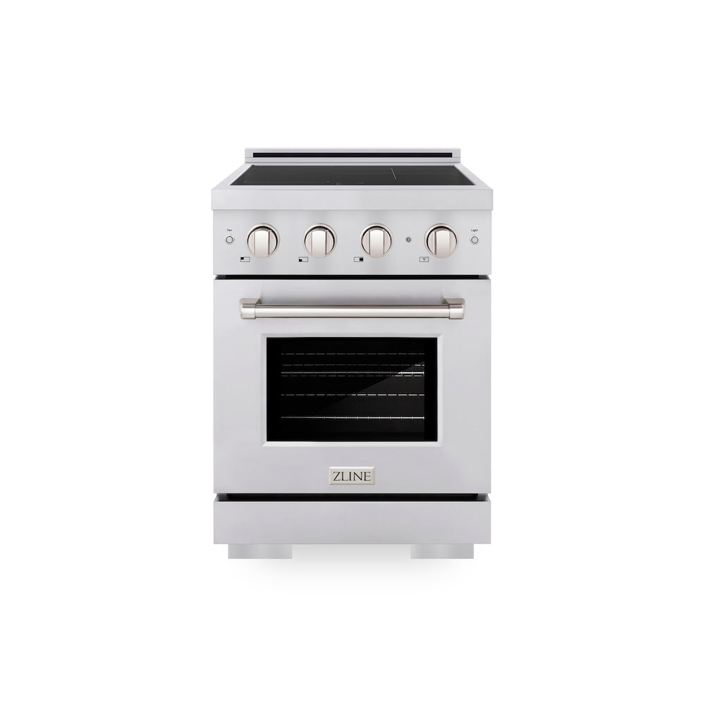 ZLINE 24 in. 3.2 cu. ft. Paramount Induction Range with 3 Element Cooktop and Electric Convection Oven in Stainless Steel, Open Box-Good Condition main image.