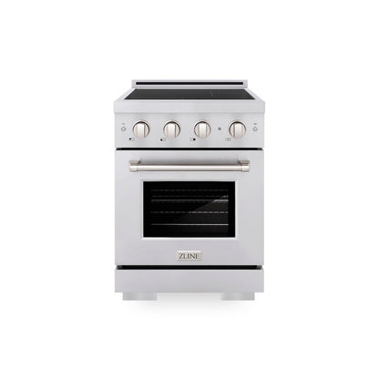 ZLINE 24 in. 3.2 cu. ft. Paramount Induction Range with 3 Element Cooktop and Electric Convection Oven in Stainless Steel, Open Box-Good Condition