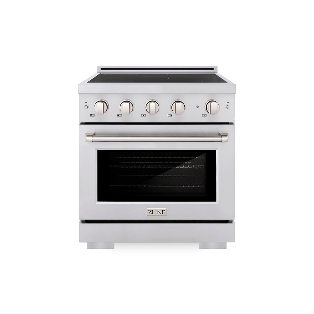 ZLINE 30 in. 4.2 cu. ft. Paramount Induction Range with 4 Element Cooktop and Electric Convection Oven in Stainless Steel, Open Box-Great Condition main image.