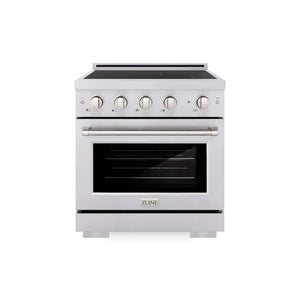 ZLINE 30 in. 4.2 cu. ft. Paramount Induction Range with 4 Element Cooktop and Electric Convection Oven in Stainless Steel (SINR30) main image.