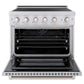 ZLINE 36 in. 5.2 cu. ft. Paramount Induction Range with 5 Element Cooktop and Electric Convection Oven in Stainless Steel (SINR36) front, oven open.
