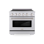 ZLINE 36 in. 5.2 cu. ft. Paramount Induction Range with 5 Element Cooktop and Electric Convection Oven in Stainless Steel (SINR36) main image.