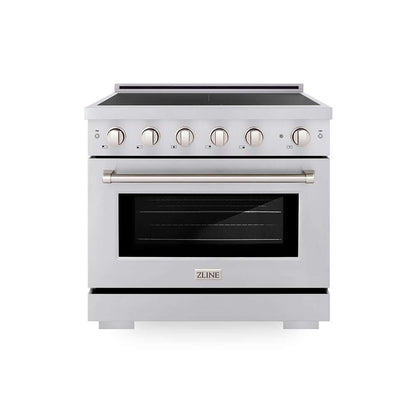 ZLINE 36 in. 5.2 cu. ft. Paramount Induction Range with 5 Element Cooktop and Electric Convection Oven in Stainless Steel (SINR36) main image.
