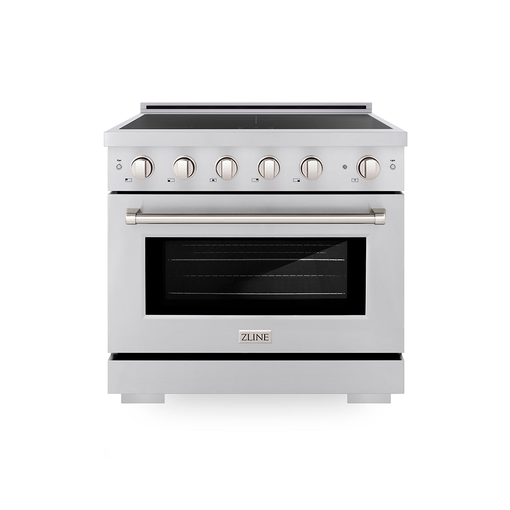 ZLINE 36 in. 5.2 cu. ft. Paramount Induction Range with 5 Element Cooktop and Electric Convection Oven in Stainless Steel, Open Box-Great Condition main image.
