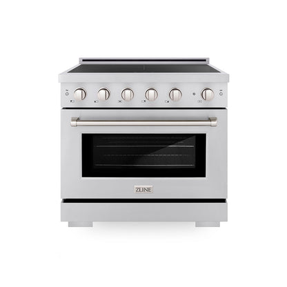 ZLINE 36 in. 5.2 cu. ft. Paramount Induction Range with 5 Element Cooktop and Electric Convection Oven in Stainless Steel, Open Box-Great Condition