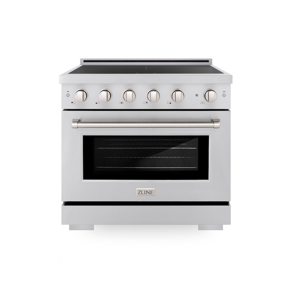 ZLINE 36 in. 5.2 cu. ft. Paramount Induction Range with 5 Element Cooktop and Electric Convection Oven in Stainless Steel, Open Box-Good Condition