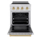 ZLINE Autograph Edition 24 in. 3.2 cu. ft. Paramount Induction Range with 3 Element Cooktop and Electric Convection Oven in Stainless Steel with Champagne Bronze Accents, Open Box-Good Condition