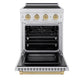 ZLINE Autograph Edition 24 in. 3.2 cu. ft. Paramount Induction Range with 3 Element Cooktop and Electric Convection Oven in Stainless Steel with Champagne Bronze Accents, Open Box-Great Condition