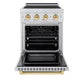 ZLINE Autograph Edition 24 in. 3.2 cu. ft. Paramount Induction Range with 3 Element Cooktop and Electric Convection Oven in Stainless Steel with Polished Gold Accents, Open Box-Great Condition
