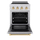ZLINE Autograph Edition 24 in. 3.2 cu. ft. Paramount Induction Range with 3 Element Cooktop and Electric Convection Oven in Stainless Steel with Polished Gold Accents, Open Box-Good Condition