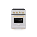 ZLINE Autograph Edition 24 in. 3.2 cu. ft. Paramount Induction Range with 3 Element Cooktop and Electric Convection Oven in Stainless Steel with Polished Gold Accents, Open Box-Good Condition