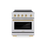 ZLINE Autograph Edition 30 in. 4.2 cu. ft. Paramount Induction Range with 4 Element Cooktop and Electric Convection Oven in Stainless Steel with Champagne Bronze Accents, Open Box-Good Condition