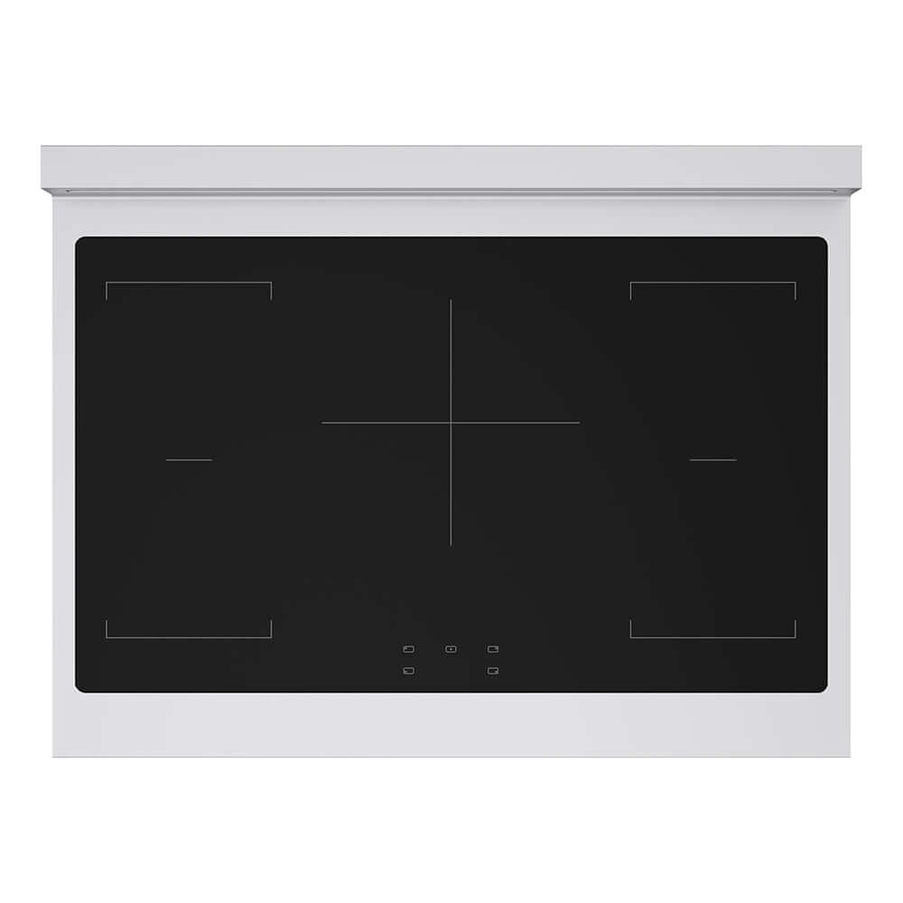 ZLINE Autograph Edition 36 in. 5.2 cu. ft. Paramount Induction Range with 5 Element Cooktop and Electric Convection Oven in Stainless Steel with Polished Gold Accents (SINRZ-36-G) top-down, above cooktop.