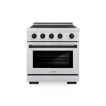 ZLINE Autograph Edition 30 in. 4.2 cu. ft. Paramount Induction Range with 4 Element Cooktop and Electric Convection Oven in Stainless Steel with Matte Black Accents, Open Box-Good Condition