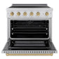 ZLINE Autograph Edition 36 in. 5.2 cu. ft. Paramount Induction Range with 5 Element Cooktop and Electric Convection Oven in Stainless Steel with Champagne Bronze Accents, Open Box-Good Condition