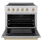 ZLINE Autograph Edition 36 in. 5.2 cu. ft. Paramount Induction Range with 5 Element Cooktop and Electric Convection Oven in Stainless Steel with Champagne Bronze Accents, Open Box-Great Condition
