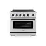 ZLINE Autograph Edition 36 in. 5.2 cu. ft. Paramount Induction Range with 5 Element Cooktop and Electric Convection Oven in Stainless Steel with Matte Black Accents, Open Box-Good Condition
