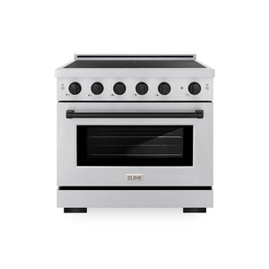 ZLINE Autograph Edition 36 in. 5.2 cu. ft. Paramount Induction Range with 5 Element Cooktop and Electric Convection Oven in Stainless Steel with Matte Black Accents, Open Box-Great Condition main image.