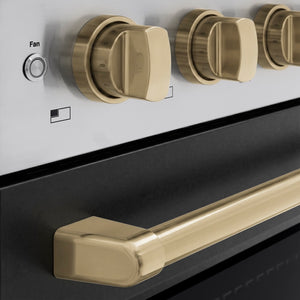 ZLINE Autograph Edition 36 in. 5.2 cu. ft. Paramount Induction Range with 5 Element Cooktop and Electric Convection Oven in Stainless Steel with Black Matte Door and Champagne Bronze Accents, Open Box-Good Condition