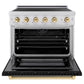 ZLINE Autograph Edition 36 in. 5.2 cu. ft. Paramount Induction Range with 5 Element Cooktop and Electric Convection Oven in Stainless Steel with Black Matte Door and Polished Gold Accents, Open Box-Great Condition