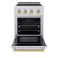 ZLINE Autograph Edition 24 in. 3.2 cu. ft. Paramount Induction Range with 3 Element Cooktop and Electric Convection Oven in Stainless Steel with White Matte Door and Champagne Bronze Accents, Open Box-Good Condition