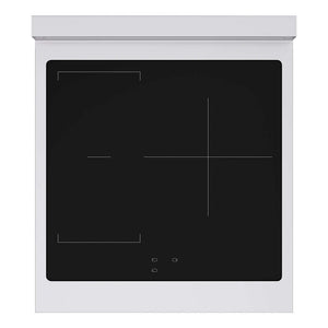 ZLINE Autograph Edition 24 in. 3.2 cu. ft. Paramount Induction Range with 3 Element Cooktop and Electric Convection Oven in Stainless Steel with White Matte Door and Champagne Bronze Accents (SINRZ-WM-24-CB) top-down, above cooktop.