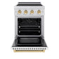 ZLINE Autograph Edition 24 in. 3.2 cu. ft. Paramount Induction Range with 3 Element Cooktop and Electric Convection Oven in Stainless Steel with White Matte Door and Polished Gold Accents, Open Box-Great Condition