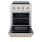ZLINE Autograph Edition 24 in. 3.2 cu. ft. Paramount Induction Range with 3 Element Cooktop and Electric Convection Oven in Stainless Steel with White Matte Door and Polished Gold Accents, Open Box-Good Condition
