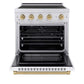 ZLINE Autograph Edition 30 in. 4.2 cu. ft. Paramount Induction Range with 4 Element Cooktop and Electric Convection Oven in Stainless Steel with White Matte Door and Champagne Bronze Accents, Open Box-Good Condition