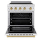 ZLINE Autograph Edition 30 in. 4.2 cu. ft. Paramount Induction Range with 4 Element Cooktop and Electric Convection Oven in Stainless Steel with White Matte Door and Champagne Bronze Accents, Open Box-Great Condition