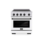 ZLINE Autograph Edition 30 in. 4.2 cu. ft. Paramount Induction Range with 4 Element Cooktop and Electric Convection Oven in Stainless Steel with White Matte Door and Matte Black Accents, Open Box-Good Condition