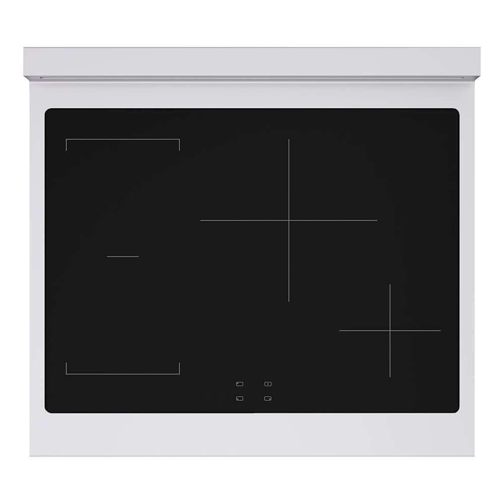 ZLINE Autograph Edition 30 in. 4.2 cu. ft. Paramount Induction Range with 4 Element Cooktop and Electric Convection Oven in Stainless Steel with White Matte Door and Matte Black Accents (SINRZ-WM-30-MB) top-down, above cooktop.