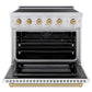 ZLINE Autograph Edition 36 in. 5.2 cu. ft. Paramount Induction Range with 5 Element Cooktop and Electric Convection Oven in Stainless Steel with White Matte Door and Champagne Bronze Accents, Open Box-Good Condition