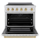 ZLINE Autograph Edition 36 in. 5.2 cu. ft. Paramount Induction Range with 5 Element Cooktop and Electric Convection Oven in Stainless Steel with White Matte Door and Champagne Bronze Accents, Open Box-Great Condition