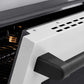 ZLINE Autograph Edition 36 in. 5.2 cu. ft. Paramount Induction Range with 5 Element Cooktop and Electric Convection Oven in Stainless Steel with White Matte Door and Matte Black Accents (SINRZ-WM-36-MB) oven door slightly open showing handle detail.