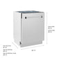 ZLINE 24 in. Tallac Series 3rd Rack Tall Tub Dishwasher in Stainless Steel, 51dBa (DWV-304-24) dimensional diagram.