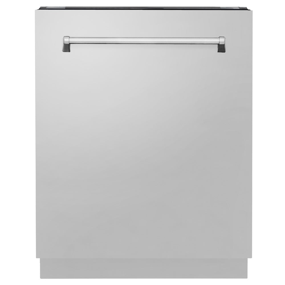 ZLINE Kitchen Package with Refrigeration, 30 in. Stainless Steel Dual Fuel Range, 30 in. Range Hood, Microwave Drawer, and 24 in. Tall Tub Dishwasher (5KPR-RARH30-MWDWV)