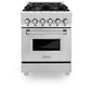 ZLINE 24 in. 2.8 cu. ft. Legacy Dual Fuel Range with Gas Cooktop and Electric Convection Oven in Stainless Steel with 4 Brass Burners (RA-BR-24) front, oven closed.