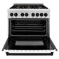 ZLINE Autograph Edition 36 in. 4.6 cu. ft. Legacy Dual Fuel Range with 6 Burner Gas Cooktop and Electric Convection Oven in Satin Stainless Steel with White Matte Door and Matte Black Accents, Open Box-Great Condition